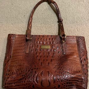 Brahmin Brown Croc Embossed leather handbag.